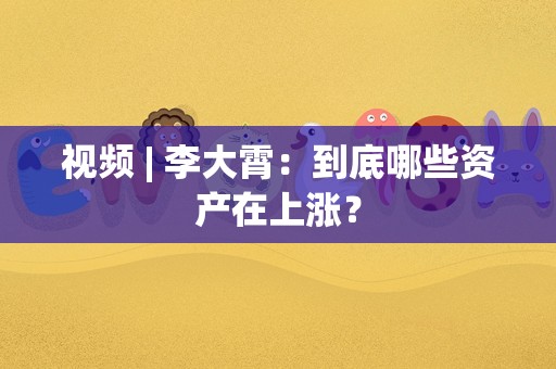 视频 | 李大霄：到底哪些资产在上涨？