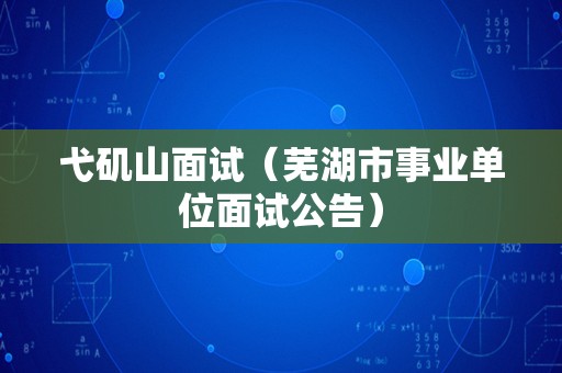 弋矶山面试（芜湖市事业单位面试公告）