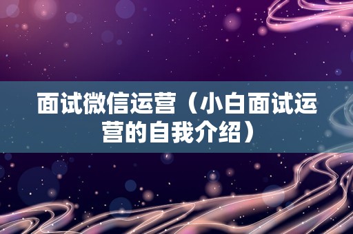 面试微信运营（小白面试运营的自我介绍）