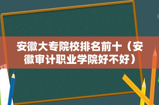 安徽大专院校排名前十（安徽审计职业学院好不好）