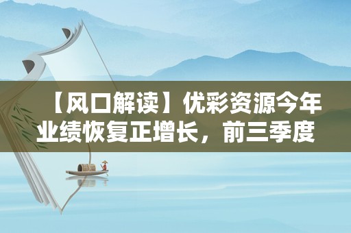 【风口解读】优彩资源今年业绩恢复正增长，前三季度净利翻番