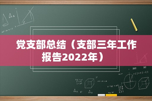 党支部总结（支部三年工作报告2022年） 