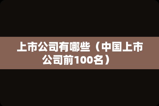 上市公司有哪些（中国上市公司前100名） 