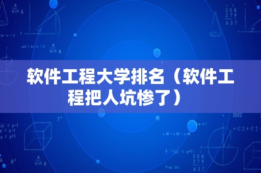 软件工程大学排名（软件工程把人坑惨了） 