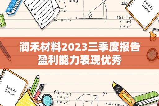 润禾材料2023三季度报告盈利能力表现优秀