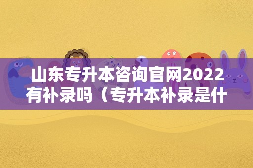 山东专升本咨询官网2023有补录吗（专升本补录是什么意思） 