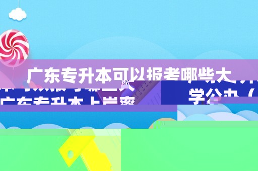 广东专升本可以报考哪些大学公办（广东专升本上岸率高吗） 