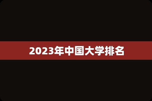 2023年中国大学排名
