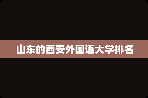 山东的西安外国语大学排名