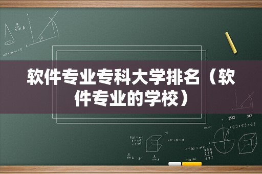 软件专业专科大学排名（软件专业的学校）