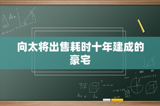 向太将出售耗时十年建成的豪宅