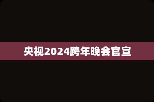 央视2024跨年晚会官宣