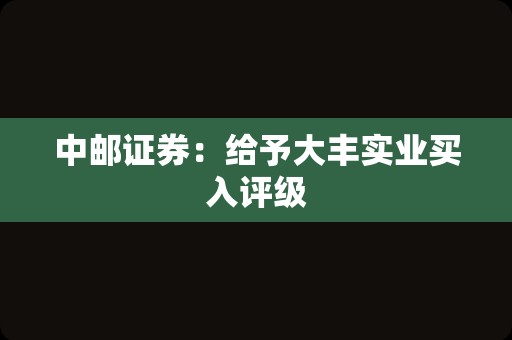 中邮证券：给予大丰实业买入评级