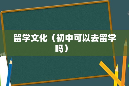 留学文化（初中可以去留学吗） 