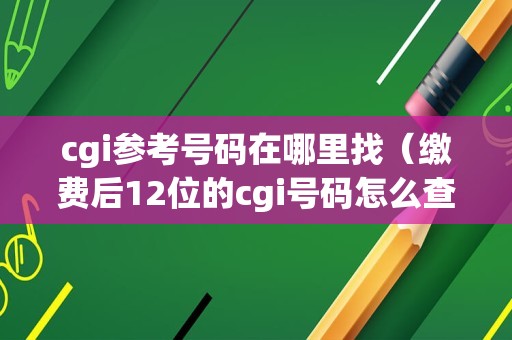 cgi参考号码在哪里找（缴费后12位的cgi号码怎么查询） 