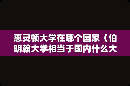 惠灵顿大学在哪个国家（伯明翰大学相当于国内什么大学） 