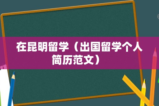 在昆明留学（出国留学个人简历范文） 