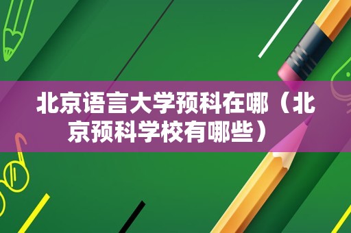 北京语言大学预科在哪（北京预科学校有哪些） 