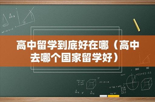 高中留学到底好在哪（高中去哪个国家留学好） 