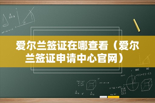 爱尔兰签证在哪查看（爱尔兰签证申请中心官网） 