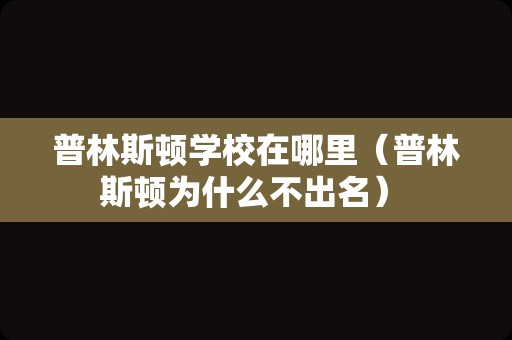 普林斯顿学校在哪里（普林斯顿为什么不出名） 