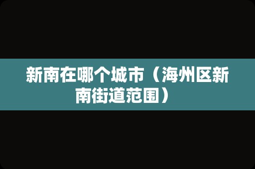 新南在哪个城市（海州区新南街道范围） 