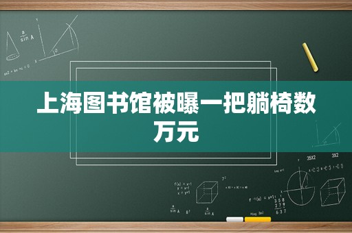 上海图书馆被曝一把躺椅数万元