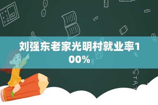 刘强东老家光明村就业率100%