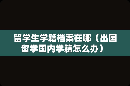 留学生学籍档案在哪（出国留学国内学籍怎么办） 