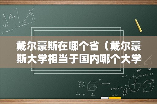 戴尔豪斯在哪个省（戴尔豪斯大学相当于国内哪个大学） 