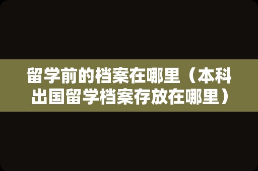 留学前的档案在哪里（本科出国留学档案存放在哪里） 