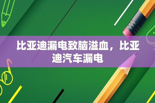 比亚迪漏电致脑溢血，比亚迪汽车漏电