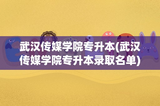 武汉传媒学院专升本(武汉传媒学院专升本录取名单)