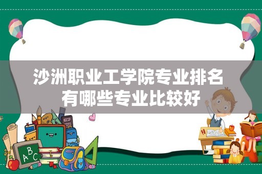 沙洲职业工学院专业排名 有哪些专业比较好