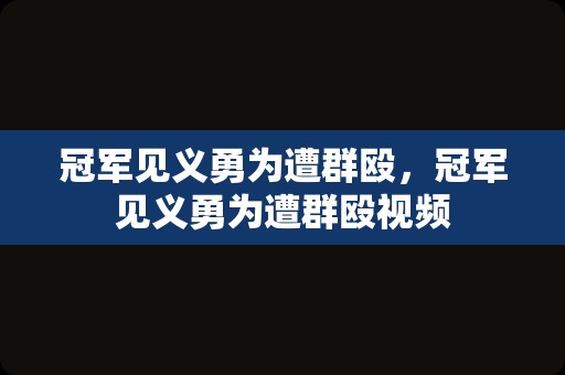 冠军见义勇为遭群殴，冠军见义勇为遭群殴视频