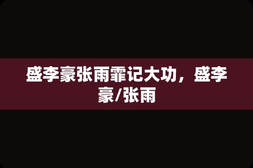 盛李豪张雨霏记大功，盛李豪/张雨