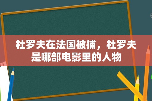 杜罗夫在法国被捕，杜罗夫是哪部电影里的人物