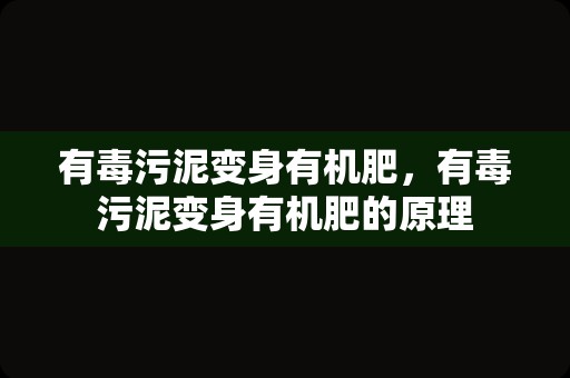 有毒污泥变身有机肥，有毒污泥变身有机肥的原理