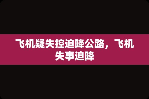 飞机疑失控迫降公路，飞机失事迫降