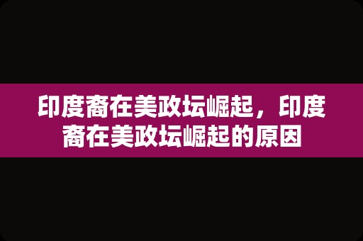 印度裔在美政坛崛起，印度裔在美政坛崛起的原因