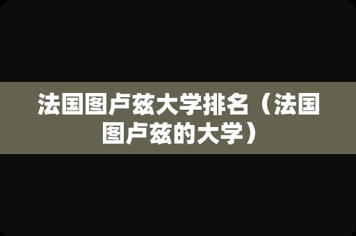 法国图卢兹大学排名（法国图卢兹的大学）