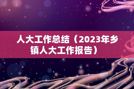 人大工作总结（2023年乡镇人大工作报告） 