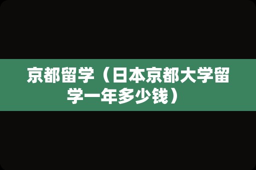 京都留学（日本京都大学留学一年多少钱） 